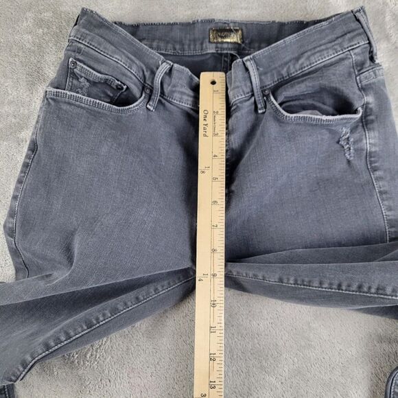 Mother Jeans Women's 30 Faded Black Denim Fray The Weekender Flare Legs Y2K 90s - Picture 4 of 16